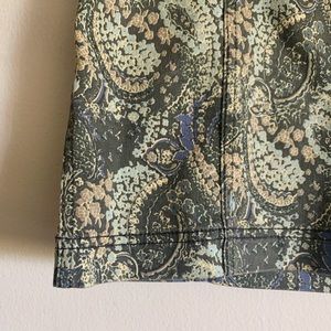 green paisley floral mini skirt